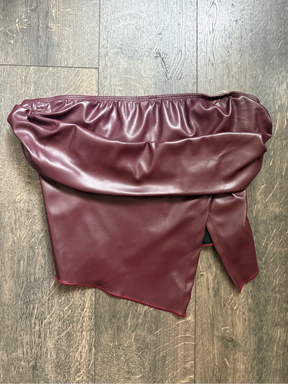 Womens Faux Leather Maroon top